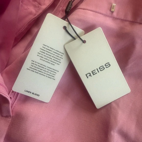 NWT Reiss Raine Tailored Pink Wide-Leg Linen Blend Trouser Pants - Picture 13 of 16